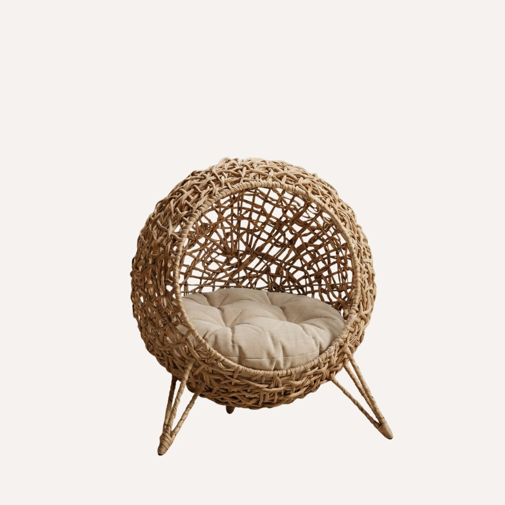 Panier chat design surélevé aspect osier - Modèle Bali