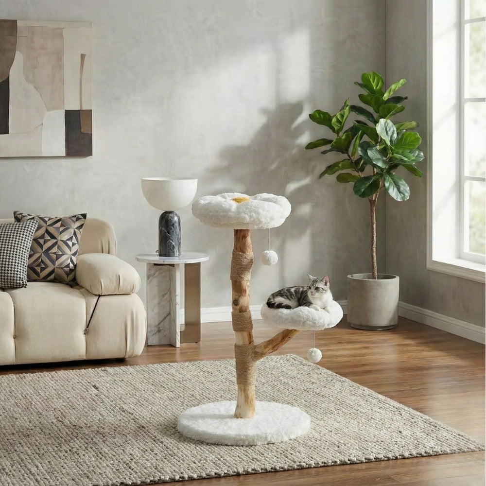 Petit arbre à chat design bois décoration intérieur salon bohème