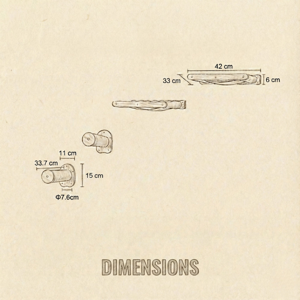 Schéma dimensions techniques hamac et marche parcours mural L'Escapade.