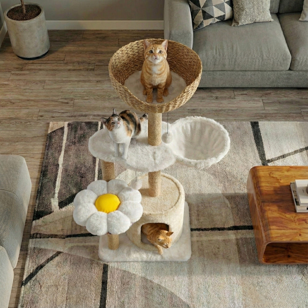 Arbre à chat forme fleur vue de dessus - Coussin ergonomique