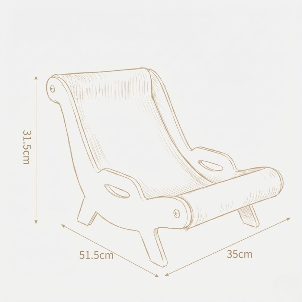 Sketch technique du griffoir Riviera indiquant les dimensions officielles : 51.5 cm de longueur, 35 cm de largeur, 31.5 cm de hauteur.